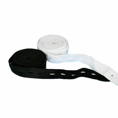 Button Hole Braided Elastic Roll - 5/8 in. x 25 yards,Round Spool Black or White