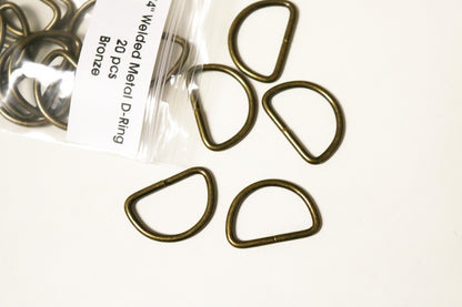 20 pcs 3/4" Welded Metal D-Ring BRONZE for Bags Purses Fashion US SELLER