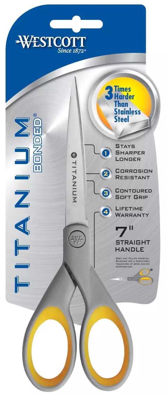 7" Straight Titanium Bonded Scissors With Soft Grip Handles - Westcott
