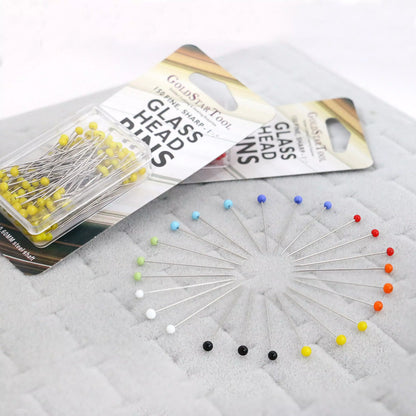 Assorted Color Glass Head Silk Pins