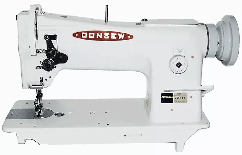 Consew 206RB-5 Triple Feed Heavy Duty Single Needle Drop Feed Lockstitch Upholstery Industrial Sewing Machine With Table and Servo Motor