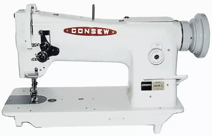 Consew 206RB-5 Triple Feed Heavy Duty Single Needle Drop Feed Lockstitch Upholstery Industrial Sewing Machine With Table and Servo Motor
