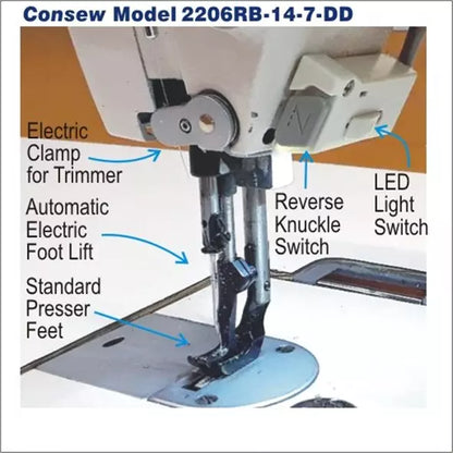 Consew 2206RB-14-7-DD Direct-Drive Heavy-Duty Triple-Feed Industrial Sewing Machine
