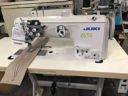 Juki LU-2860 2-Needle Unison Feed Walking Foot Semi-Dry Industrial Sewing Machine – Complete Set with Table & Direct-Drive Servo Motor