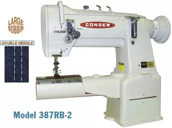 Consew 387RB-2 Heavy Duty Twin Needle Cylinder Arm Walking Foot Industrial Sewing Machine