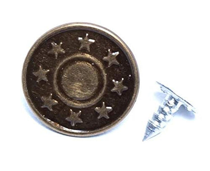 GoldStar Tool Jean Button Rivets - 17mm, Star-Designed Fabric Rivets | Mixed Media Craft Accessories | Fixing Tool Kit
