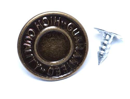 GoldStar Tool Jean Button Rivets - 17mm, Leather Craft Rivets with Text Design, Fabric Buttons | Mixed Media Craft Accessories
