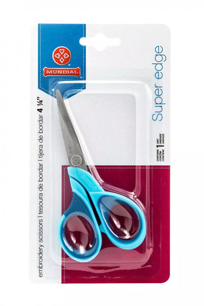 4 1/4" Blue Super Edge Embroidery Scissors - Mundial
