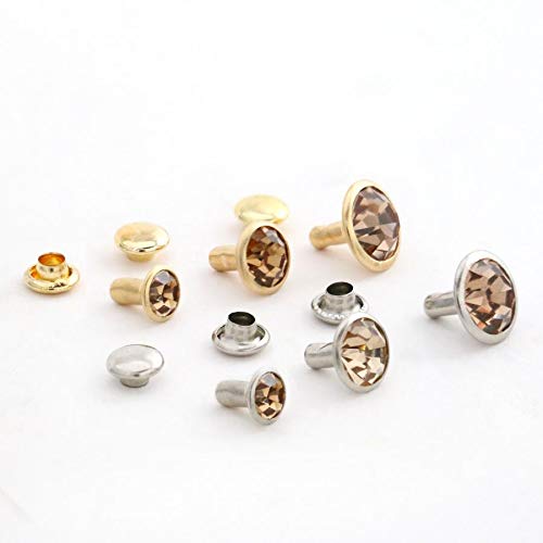 GoldStar Tool Rhinestone Rivets - Amber Studded Grommets for Handbags, Leather, Crafts, Garments | Sewing Supplies