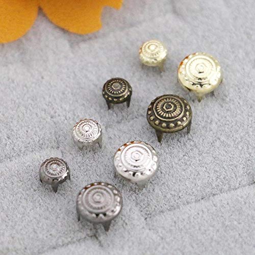 GoldStar Tool Prong Rivets, Silver, Byzantine Design Studs, Leather Craft Rivets, Fabric Buttons