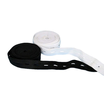 Leekayer Braided Elastic Roll - 5/8 in. x 30 ft., Round Spool, Polyester Elastic Spool with Button Holes, 20 Sewing Buttons, Black and White Fabric