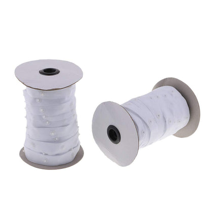 2 Rolls Sewing Snap Fastener Tape Snap Polyester Ribbon Fasteners for Sewing - White