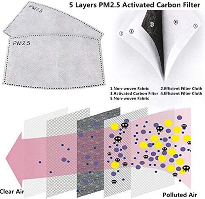 GoldStar Tool Activated Carbon Filters For Masks – PM2.5 Protection, Anti-Dust Mask Filter with 5 Layer Filter System