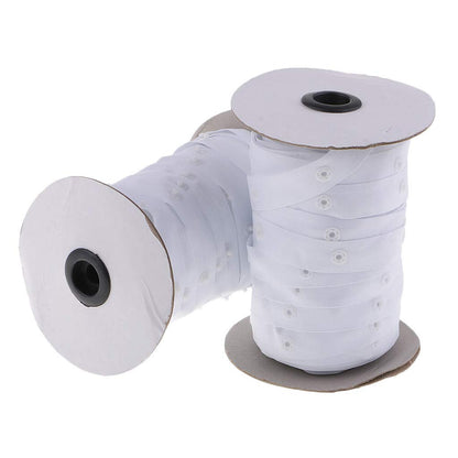 2 Rolls Sewing Snap Fastener Tape Snap Polyester Ribbon Fasteners for Sewing - White