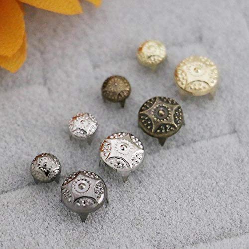 GoldStar Tool Prong Rivets - Modern Floral Rivets for DIY Craft Projects, Cloths, Wood, Rubber, Smooth Finished, Shiny Surface