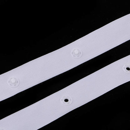 2 Rolls Sewing Snap Fastener Tape Snap Polyester Ribbon Fasteners for Sewing - White