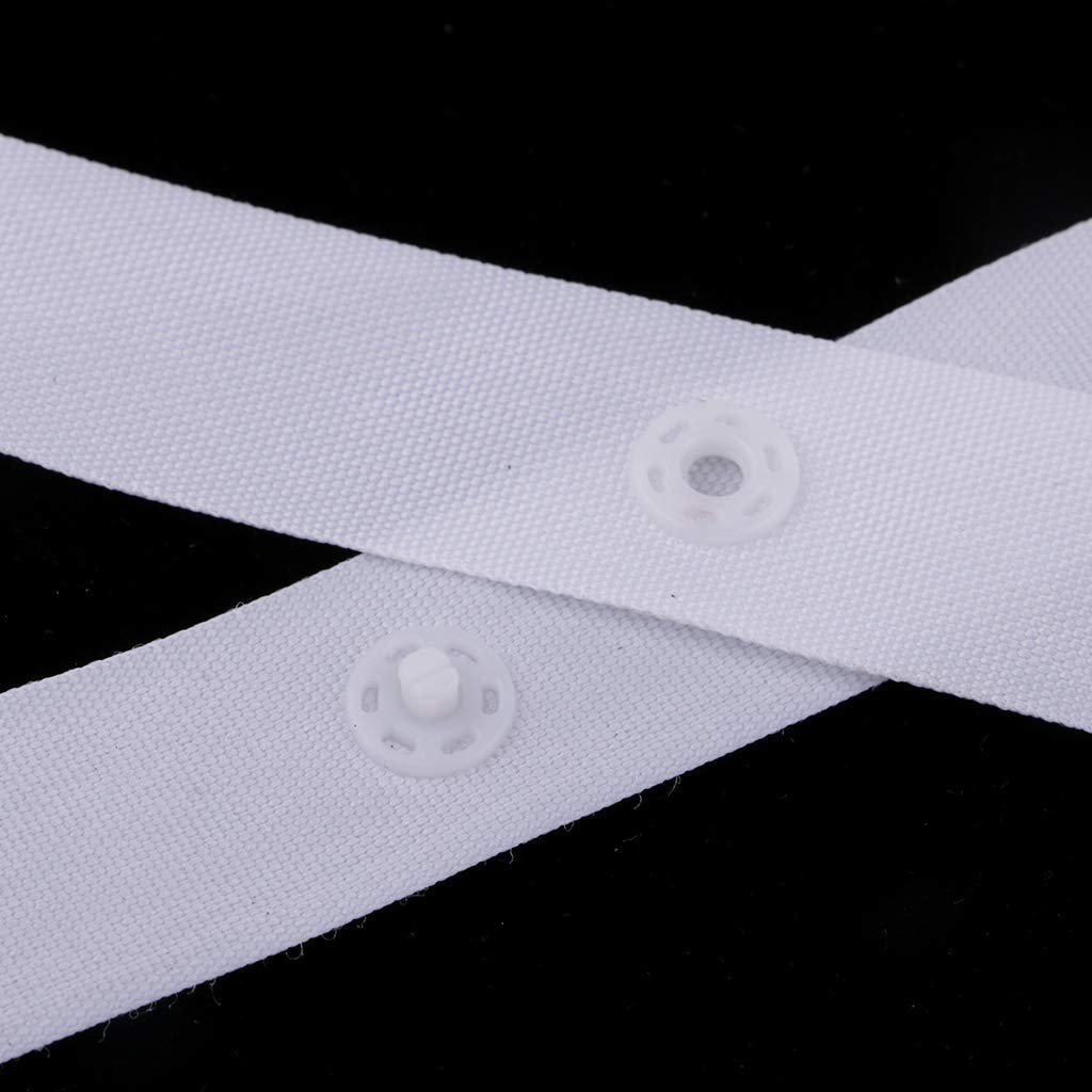 2 Rolls Sewing Snap Fastener Tape Snap Polyester Ribbon Fasteners for Sewing - White