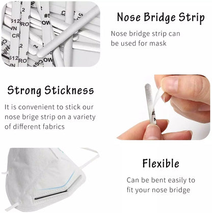 Adhesive Aluminum Nose Bridge Strips for Face Mask (100 Pack)