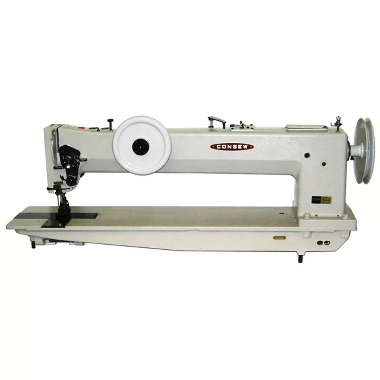 Consew 744R30 Extra Heavy-Duty Long-Arm Industrial Sewing Machine With Table and Servo Motor