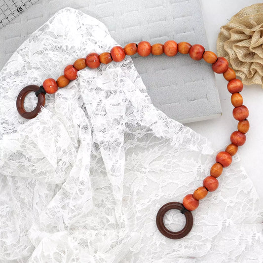 Purse Handle - Beaded Wood 17"