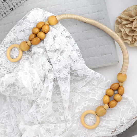 Purse Handle - Beaded Light Wooden 18"