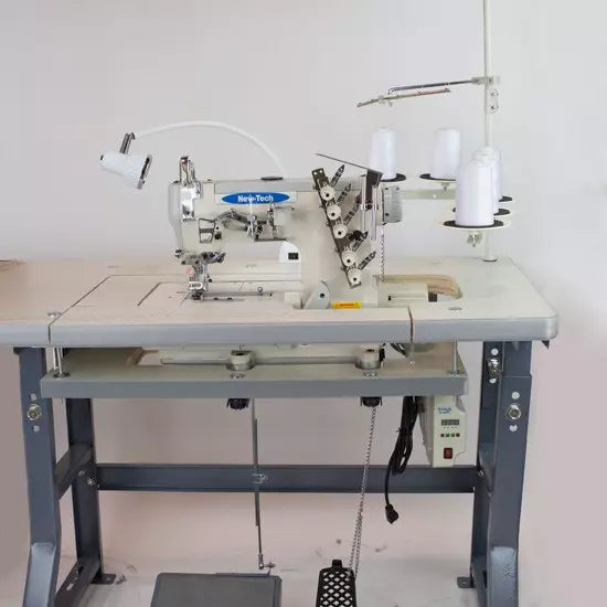 New-Tech GC-562-01DA 3-Needle 5-Thread Flatbed Coverstitch Industrial Sewing Machine