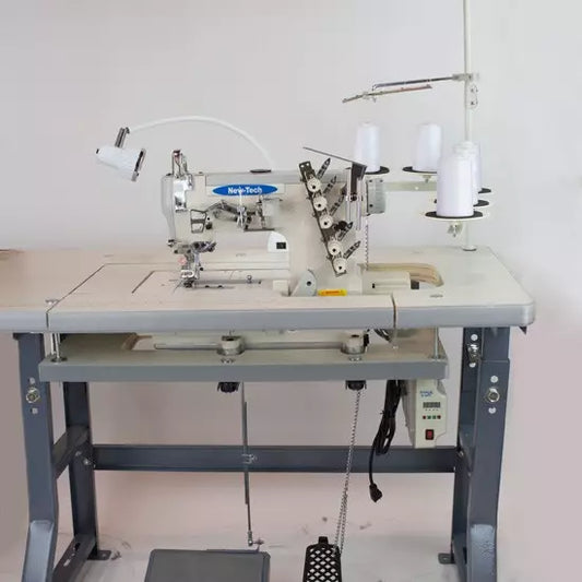 New-Tech GC-562-01DA 3-Needle 5-Thread Flatbed Coverstitch Industrial Sewing Machine