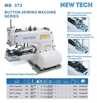 New-Tech MB-373 Industrial Chainstitch Button Attaching Sewing Machine