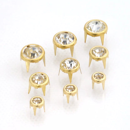 Rivets - 4 Prong With Transparent Rhinestone Stone