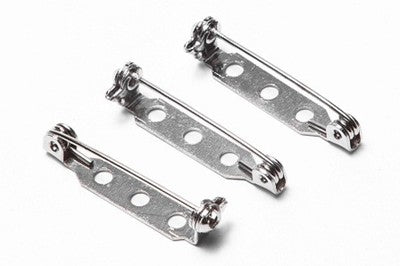 Brooch Pin Backs 1" , 144  per bag  Choose Silver, or Gold with locks and 3 hole