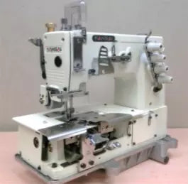Kansai Special DLR1502PE-TB-Z Twin Needle Chainstitch Zip Industrial Sewing Machine with Table and Motor