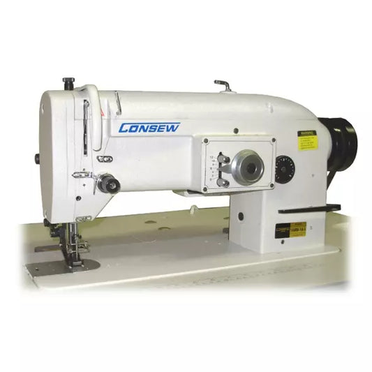 Consew Model 146RB-1A-1 Single Needle, Drop Feed, Walking Foot, Zig-Zag Lockstitch Industrial Sewing Machine With Table and Servo Motor