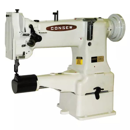 Consew 223R-2 10" High Speed Cylinder Bed Single Needle Drop Feed Needle Feed Lockstitch Industrial Sewing Machine With Table and Servo Motor