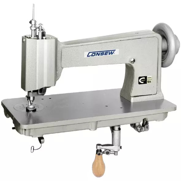 Consew 104-2T Industrial Hand-Operated Chainstitch & Moss Stitch Embroidery Sewing Machine – Complete with Table and Servo Motor