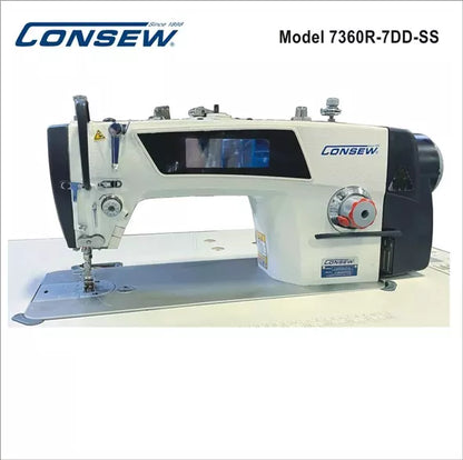 Consew 7360R-7DD-SS High-Speed Direct-Drive Lockstitch Machine Sewing Machine With Table and Servo Motor