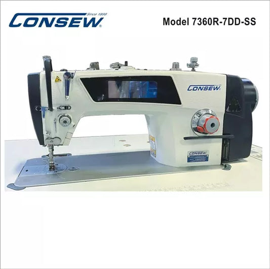 Consew 7360R-7DD-SS High-Speed Direct-Drive Lockstitch Machine Sewing Machine With Table and Servo Motor