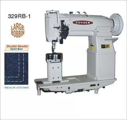 Consew 329RB-1 High-Speed Twin-Needle Post Bed Industrial Sewing Machine with Angular