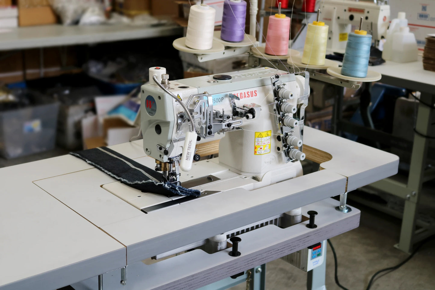Pegasus W3562P-01 3-Needle 5-Thread Flatbed Coverstitch Industrial Sewing Machine