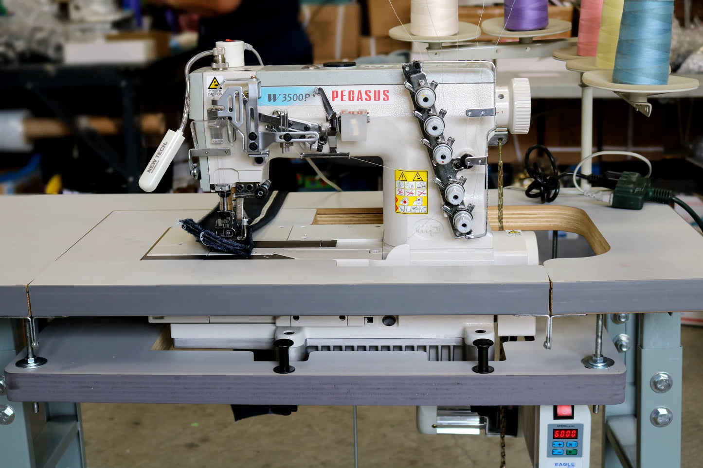 Pegasus W3562P-01 3-Needle 5-Thread Flatbed Coverstitch Industrial Sewing Machine