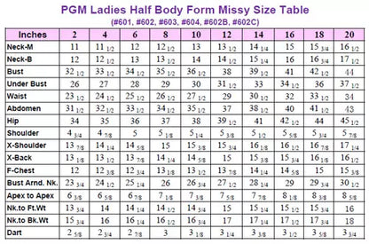 Professional Dressmaker Form with Hip #PGM-603
