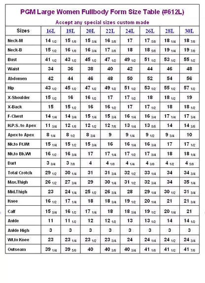 Industry Grade Large Women Plus Size Full Body Dress Form #PGM-612L