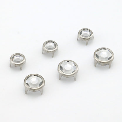 Rivets - 4 Prong With Transparent Rhinestone Stone