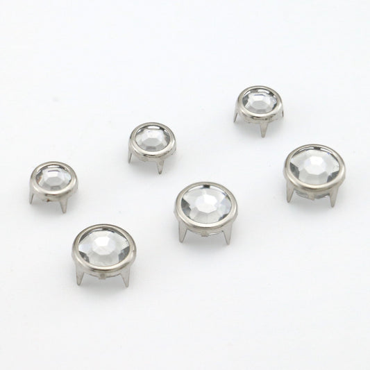 Rivets - 4 Prong With Transparent Rhinestone Stone