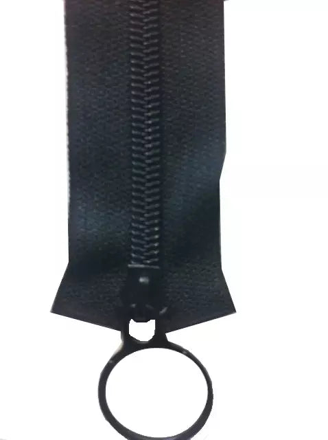 #5 Black Nylon Coil Zippers With Ring Pull - 5"